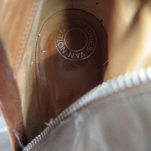 Dries Van Noten Knee-High Boots Dark Brown Leather - Picture 6 of 7